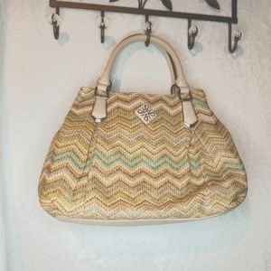 Vera Wang Woven Straw Chevron Zig‎ Zag Hobo shoulder style Handbag
